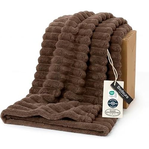 GentleSoft Brown Fleece Blanket for Couch - Cozy Soft Blankets for Women, Cute Small Throws for Girls, 50x60 Inches