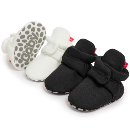 Sawimlgy Newborn Infant Baby Girl Boy Cotton Booties Stay On Sock Slippers Soft Bedroom Shoes Non-Skid Ankle Boots With Grippers Toddler Crib Warm Shoe First Walker Birthday Shower