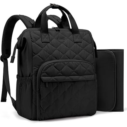 LOVEVOOK Diaper Bag Backpack, Large Baby Bag for Girl Boy with Changing Pad, Diaper Backpack for Mom Dad with Stroller Buckles, Black