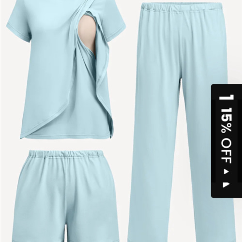 Ekouaer 3 PCS Maternity Nursing Pajamas Set