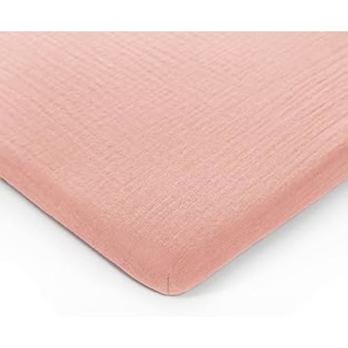 Comfy Cubs Muslin Bassinet Sheet - 100% Soft Cotton Fabric, Breathable & Gentle for Baby’s Sensitive Skin - Universal Fit with Secure Elastic Edging, Gift-Ready Packaging - Lace Pink