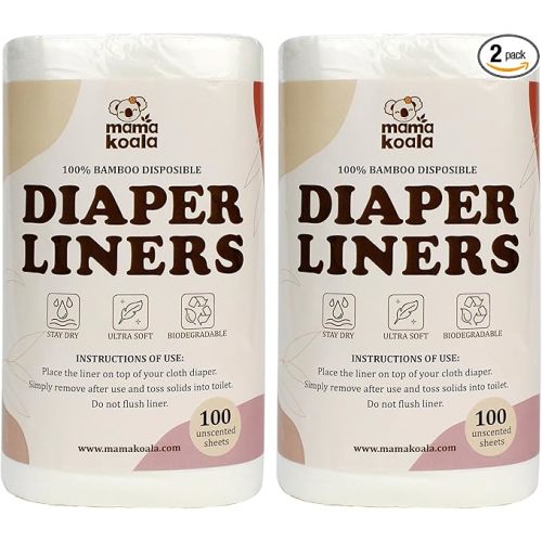 Mama Koala Disposable Natural Diaper Liners for Cloth Diapers, 200 Sheets (2 Pack)