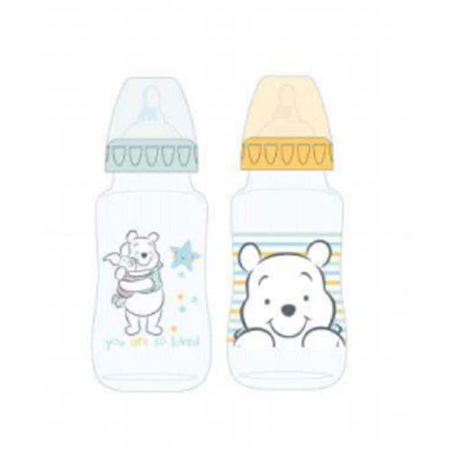 BABY BOTTLE 2 PACK - UNISEX WIDE - WINNIE THE POOH -YELLOW GREEN - 11oz BPA FREE
