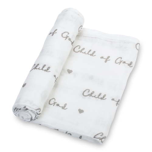 LollyBanks Child of God Baby Muslin Swaddle Blanket 100% Cotton 47"x47" 1-Pack