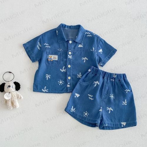 Baby Toddler Boys Palm Print Top and Shorts Set