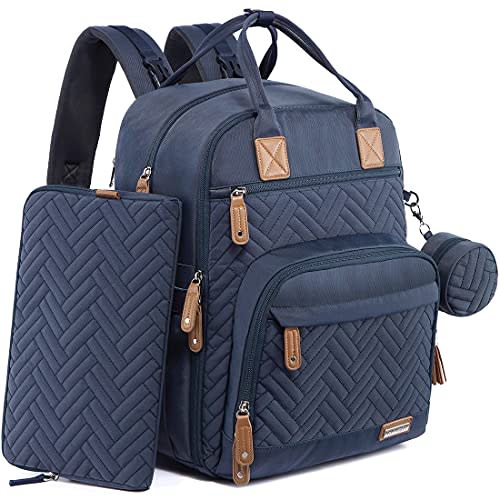 iniuniu Diaper Bag Backpack, 4 in 1 kit Large Unisex Baby Bags for Boys Girls, Waterproof Travel Back Pack with Diaper Pouch