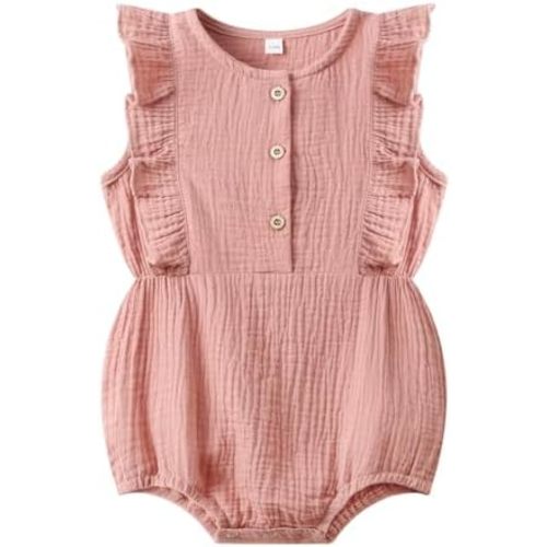 Baby Girl Cotton Linen Romper Ruffle Sleeveless Bodysuit Newborn Girls Summer Clothes Infant One-Piece Jumpsuit
