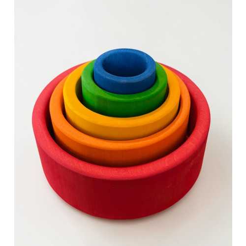 Handcrafted Wooden Rainbow Nesting Bowls| Stacking Toy| Montessori Waldorf Toy| Babies & Toddler Gift