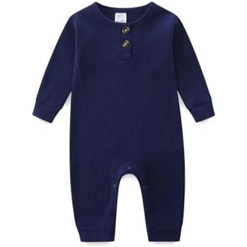 Unisex Newborn Baby Romper Ribbed Onesie Infant Long/Short Sleeve Jumpsuit