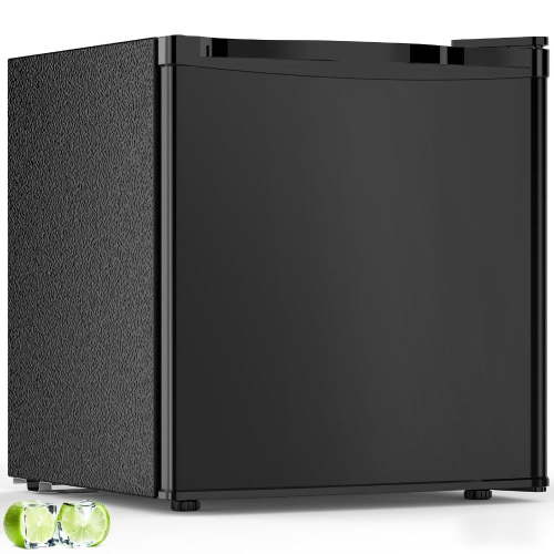 KNDKO 1.6 Cu.ft Mini Fridge with Freezer, Compact Refrigerator with Single Reversible Door, Ultra Quiet, Energy Efficient for Office, Dorm, Bedroom, Apartment, Black