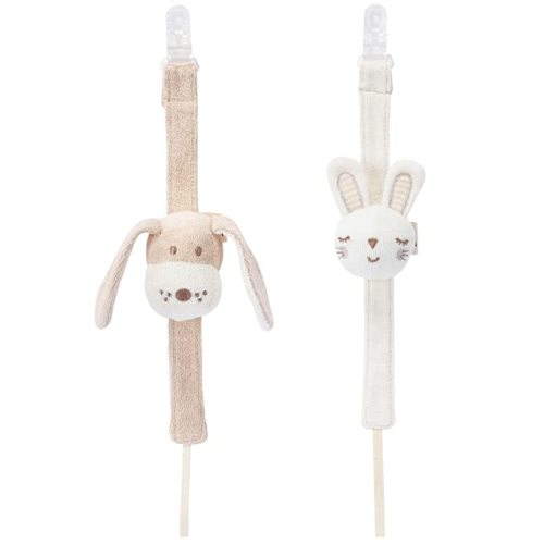 Pacifier Clip, 2 Pack Baby Pacifier Holder for Boys and Girls Fits Many Pacifiers & Baby Teething Toys, Ideal Baby Gift (Puppy & Bunny)