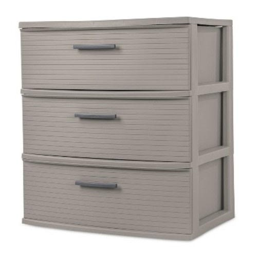 3 Drawer Wide Tower Light Gray - Brightroom™: Plastic Storage Drawers, Portable Universal Storage, No Assembly Required