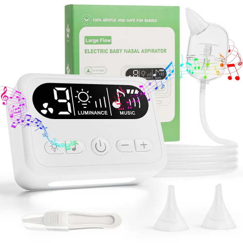 Nasal Aspirator for Baby, Electric Baby Nose Booger Sucker with 9 Levels Suction, Night Light and 10 Nursery Rhyme Soothing Function, Electric Nose Suction for Baby Toldder Child with 3 Silicone Tips