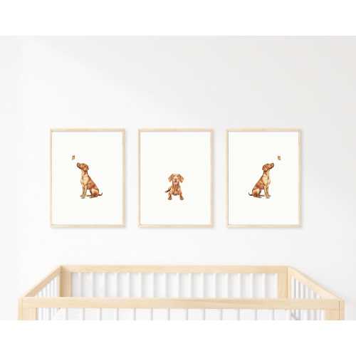 Puppy Nursery Print Dog Wall Art Hungarian Vizsla Dog Print for Kid Room Nursery Wall Art Printable Wall Art  Set of 3 Gift for Dog Lover