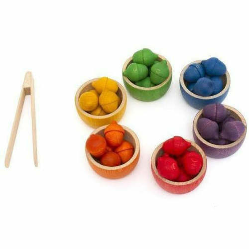 Grapat Bowls Acorns Sorting Game - Wooden Learning Toy – The Natural Baby Company