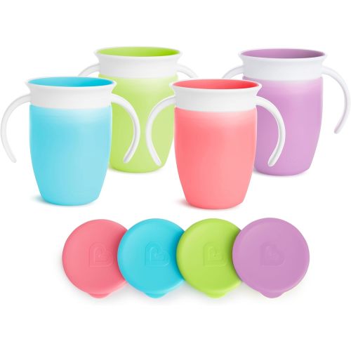 Munchkin® Miracle® 360 Trainer Sippy Cups with Handles and Lids, Spill Proof, 7 Ounce, 4 Pack