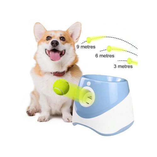 Automatic Dog Ball Launcher with 3 Distance Settings, Includes 3 Mini Tennis Balls(2lnches), Interactive Indoor Outdoor Dog Toy, ultiple Color Options (orange, Green,Blue, LimeGreen)