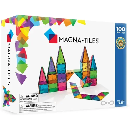 MAGNA-TILES Classic 100-Piece Magnetic Construction Set, The Original Magnetic Building Brand