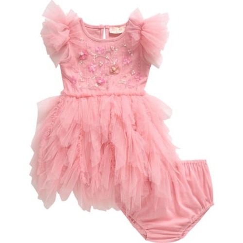 Bebe Peace Blossom Beaded Tulle Tutu Party Dress & Bloomers, 0-3M