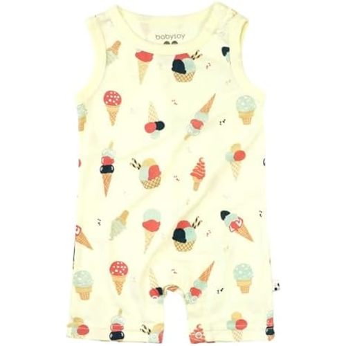 Babysoy Organic Pattern Print Tank Romper Shortall