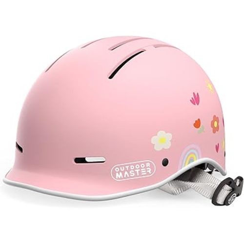 OutdoorMaster Toddler Helmet, Toddler Bike Helmet, Bike Helmet for Youth Boys & Girls, Kids Helmet with Visor, Dial Fit Adjustment Ventilation Multi-Sport Helmet for Bicycle Skate Scooter Longboard