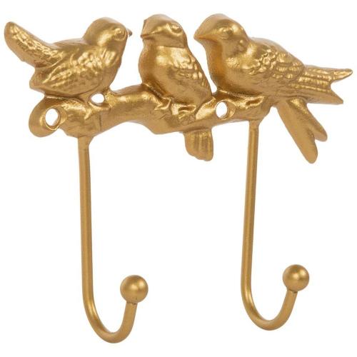 Golden Birds On Branch Wall Hook
