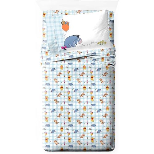 Jay Franco Kids Sheet Set with Fitted, Flat Sheets & Pillow Cover - Ultra-Soft Bedding with Pillowcase for Room Decor, White - Winnie The Pooh, 3 Piece Twin