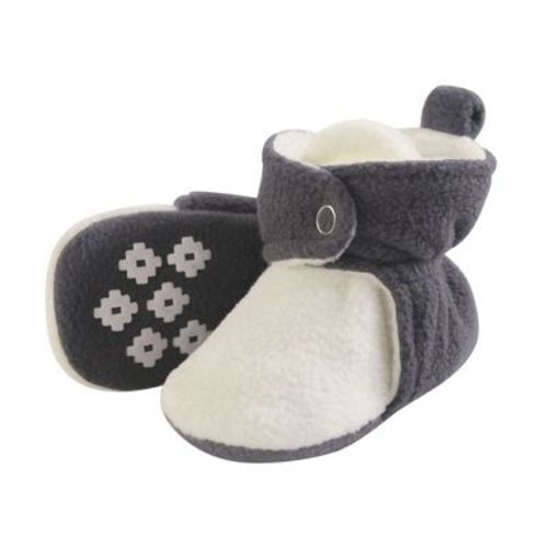 Little Treasure Baby and Toddler Cozy Fleece Booties, Charcoal Cream, 18-24 Months