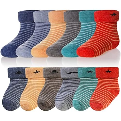Eocom 6 Pairs Baby Boys Girls Wool Socks Infant Toddlers Kids Unisex Winter Thick Soft Warm Thermal Crew Socks