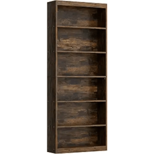 Shintenchi 6-Tier Bookshelf, Tall Bookcase & Display Storage Shelves, Brown