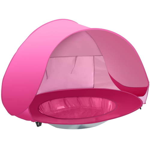 Wilwolfer Baby Beach Tent with Pool, Pop up Sun Shelter for Toddler and Infant, Portable UV Protection Outdoor Canopy for Camping, Rose Pink