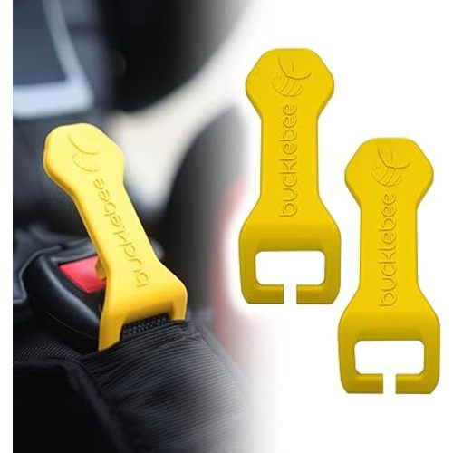 Bucklebee Easy Car Seat Buckle Release Aid for Children Unbuckle Car Seat Release Tool - Button Pusher - Opener for Nails - Buckle Release Tool (2 Packs Yellow)