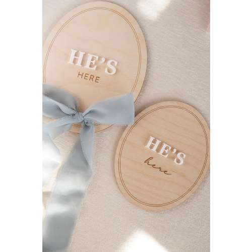 He's Here Birth Announcement Plaque