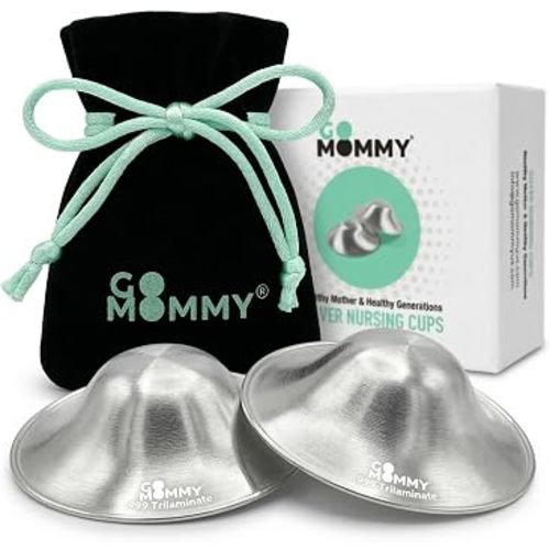 Go Mommy 999 Pure Silver Trilaminate Nursing Cups — Nickel-Free Nipple Covers for Breastfeeding & Sore Nipples, Postpartum Essentials, Newborn Essentials Must Haves, Regular