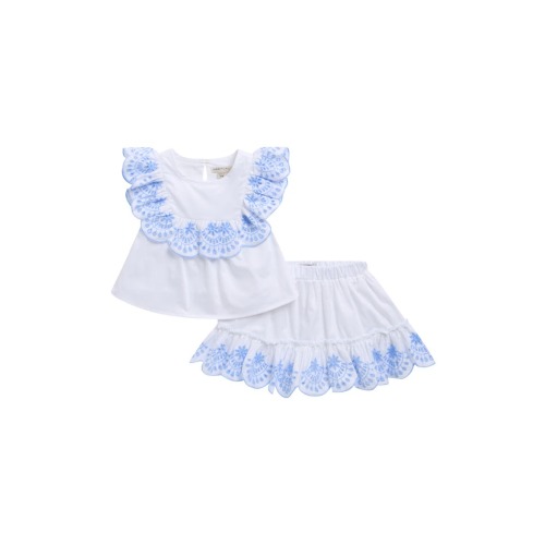 Eyelet Embroidery Top & Skirt Set