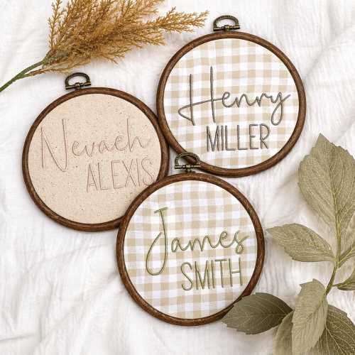Personalized Embroidered Baby Name Sign, Gingham Nursery Decor, Hospital Announcement Hoop