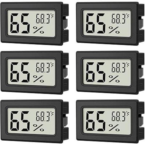 6-Pack Mini Hygrometer Indoor Humidity Meter, Mini Digital Thermometer Humidity Gauge Meter, Indoor Thermometer Hygrometer Monitor Fahrenheit (℉) for Reptile Thermostat, Jars Reptile, Fridge