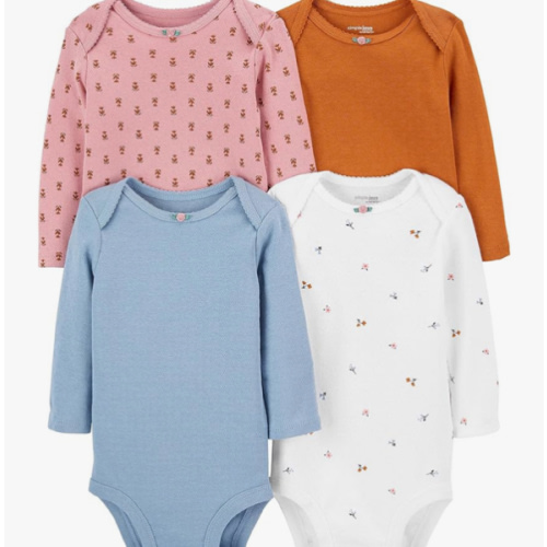Simple Joys by Carter's Baby Girls' Pointelle Long-Sleeve Bodysuits, Pack of 4