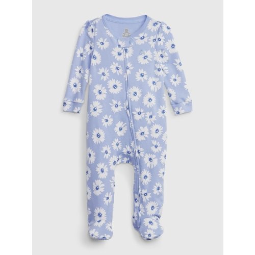 Baby 100% Organic Cotton First Favorite One-Piece in resolution blue, size: Up To 7lb