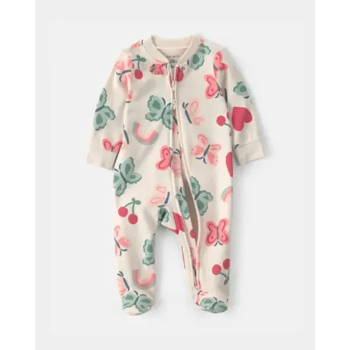 Baby Girl Butterfly Snug Fit Sleep & Play Pajamas - Ivory | Carter's