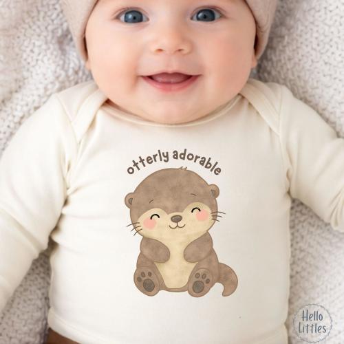 Otterly Adorable Baby Onesie®, Cute Otter Baby Bodysuit, Animal Baby Onesie®, Funny Woodland Baby Shower Gift