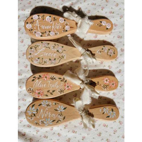 Personalized Baby Hairbrush: Handpainted Floral Keepsake, Godparent Gift