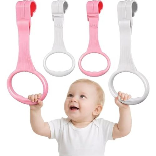 BESPORTBLE Baby Pull Up Rings for Playpen, Playpen Grippers and Assist Handles for Toddler Walking Training, Crib Standing Rings for Infant Playard, Nursery Accessories for Boy Girl, 4 Pcs