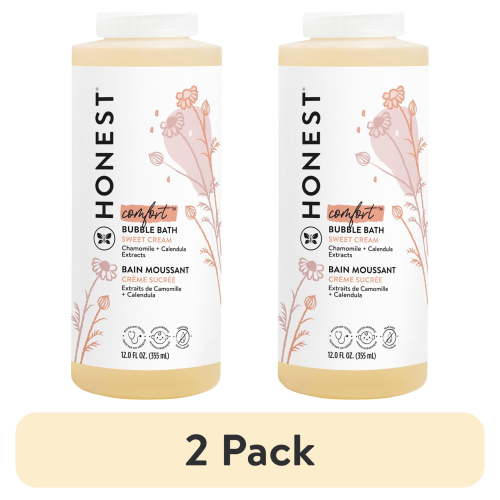 (2 pack) The Honest Company Baby Bubble Bath, Sweet Cream, Comfort, 12 fl. oz.