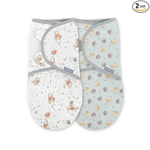 SwaddleMe by Ingenuity Original Swaddle, 100% Cotton, Improves Sleep & Calms Startle Reflex, 0-3 Months, 1.0 TOG, 2-Pack, Baby Swaddle Blanket - Winnie The Pooh