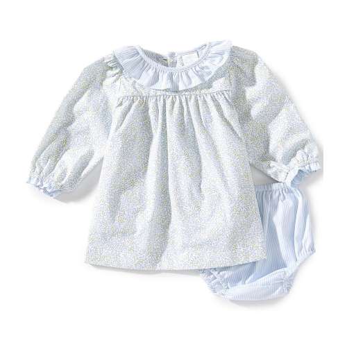 Edgehill Collection Baby Girls Long Sleeve Floral Ruffle Dress
