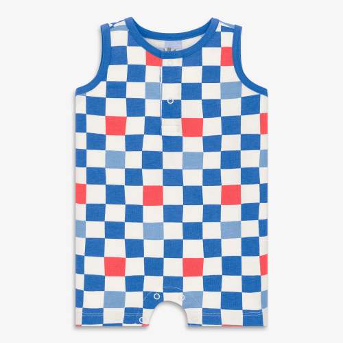 Baby tank shortie in checkerboard | Primary.com, 6–12 mos