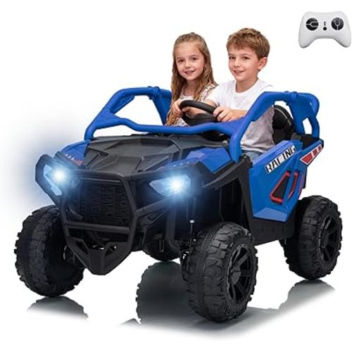 24V XL Ride on Car w/2 Seater, 800W Power Wheel, 20" Spacious Seat, 4WD/2WD Switchable, Remote Control, 10Ah Battery, Bluetooth, LED Lights, 24V Ride on Toys for Big Kids Boys Girls, Blue