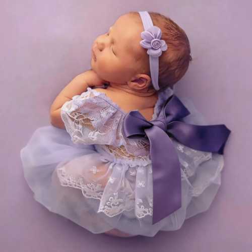 Newborn Romper Set with Bow Newborn Photography Prop Outfit for Baby Girl 0-30 Days
