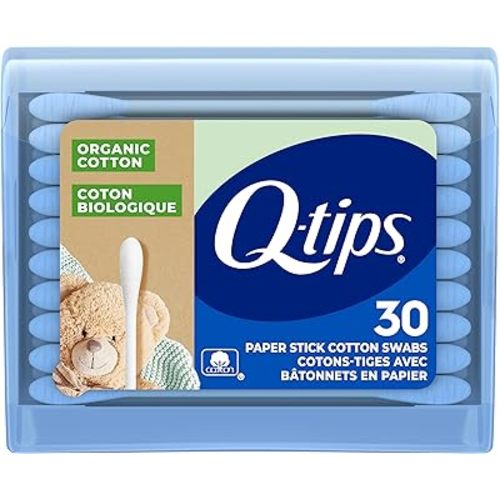 Q-Tips Organic Cotton Swabs Travel Size Toiletries, for Baby, Beauty and First Aid, 100% Organic Cotton, 30 Count​